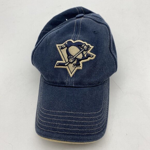 NHL Pittsburgh Penguins Ball Hat Cap Blue Hook Loop Adjustable By T.E.I. Cotton - Picture 4 of 12